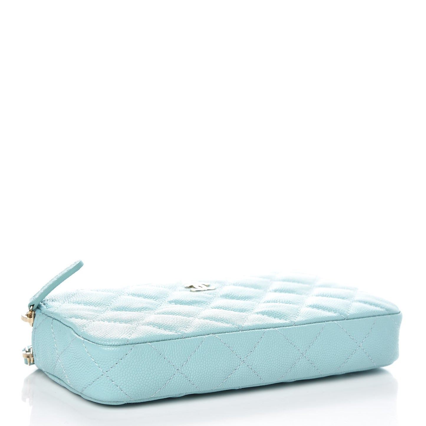 Caviar Quilted Small Clutch With Chain Light Blue