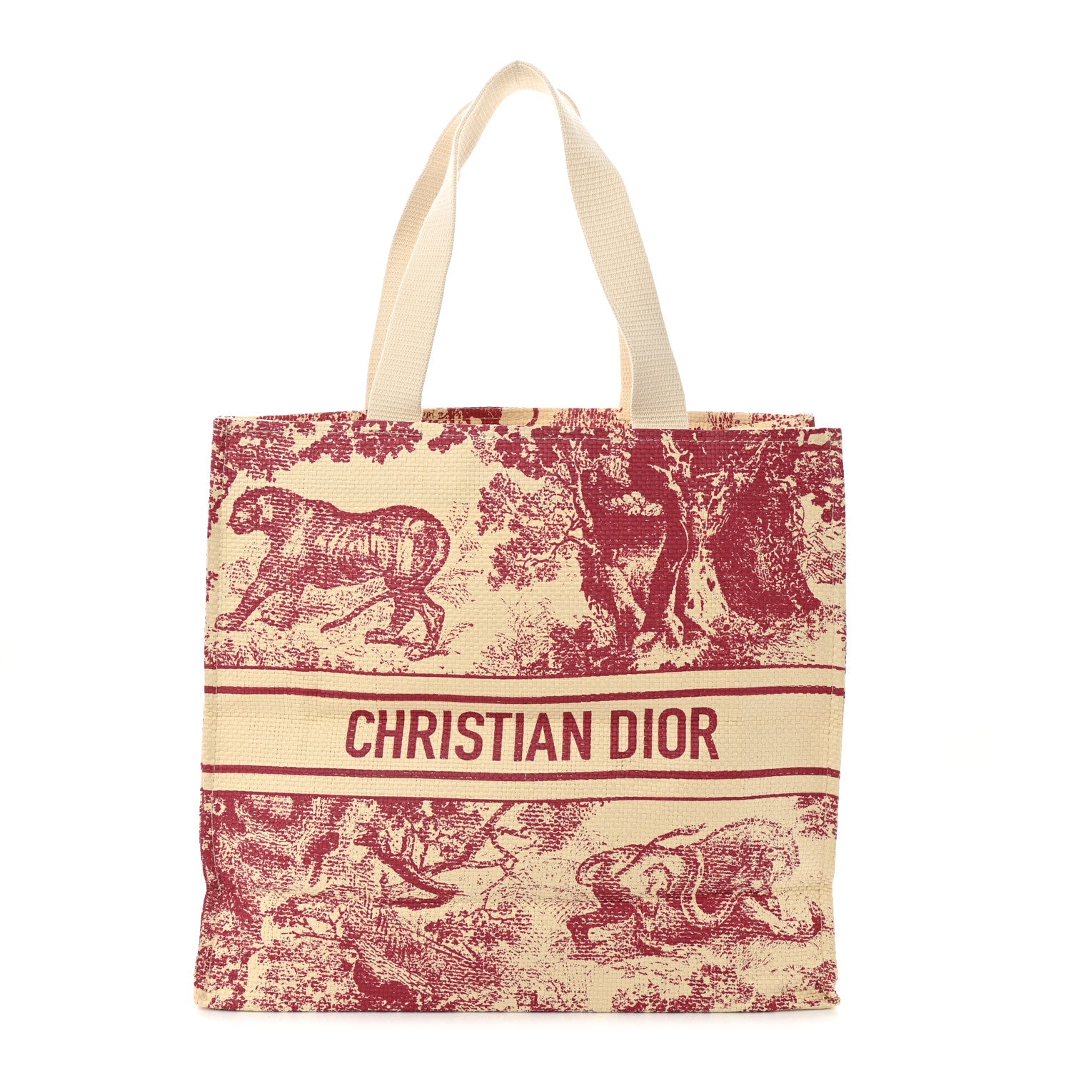 Christian Dior Straw Dioriviera Tote Red 1 of 10