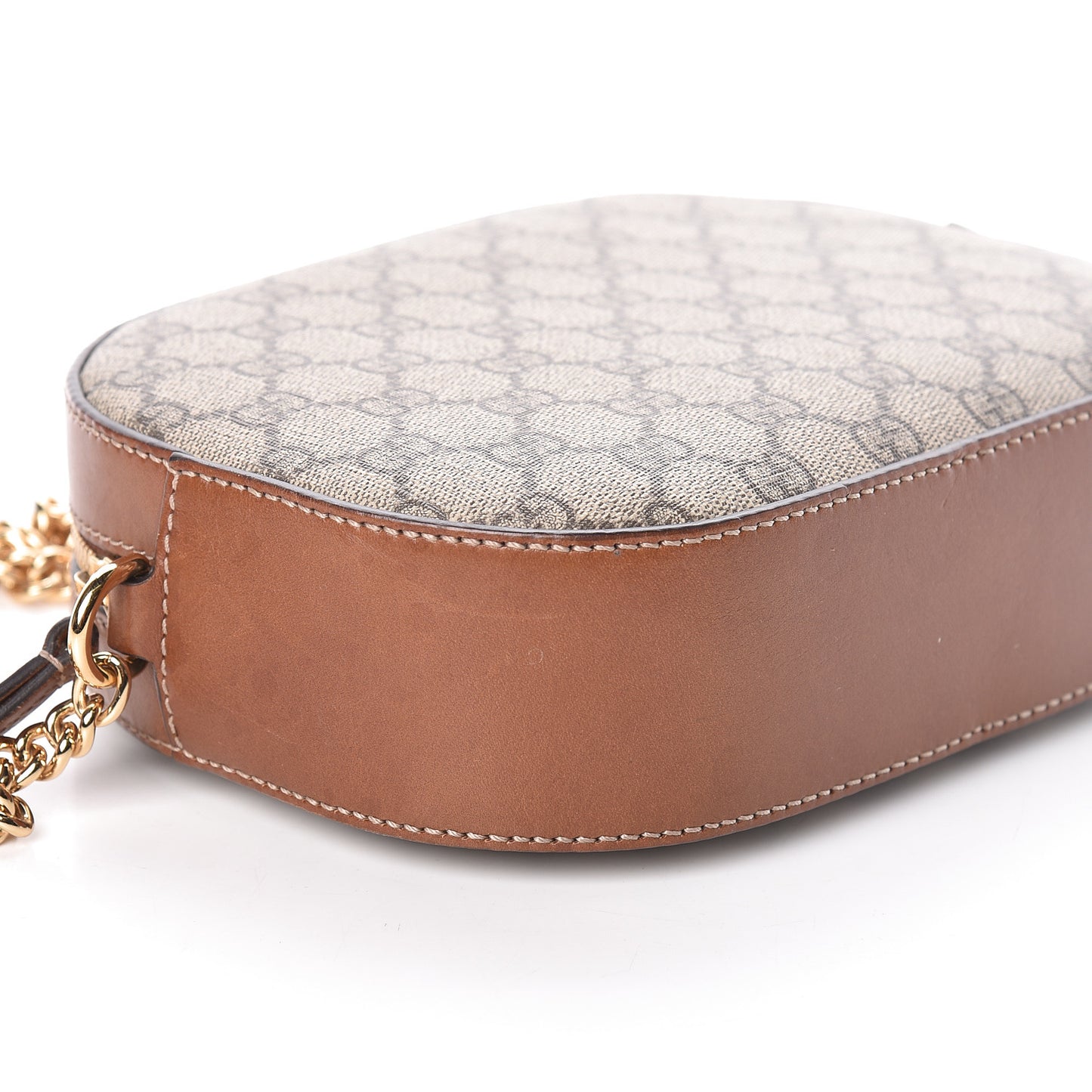 GG Supreme Monogram Cuoio Toscano Mini Chain Shoulder Bag Beige Ebony Cuir