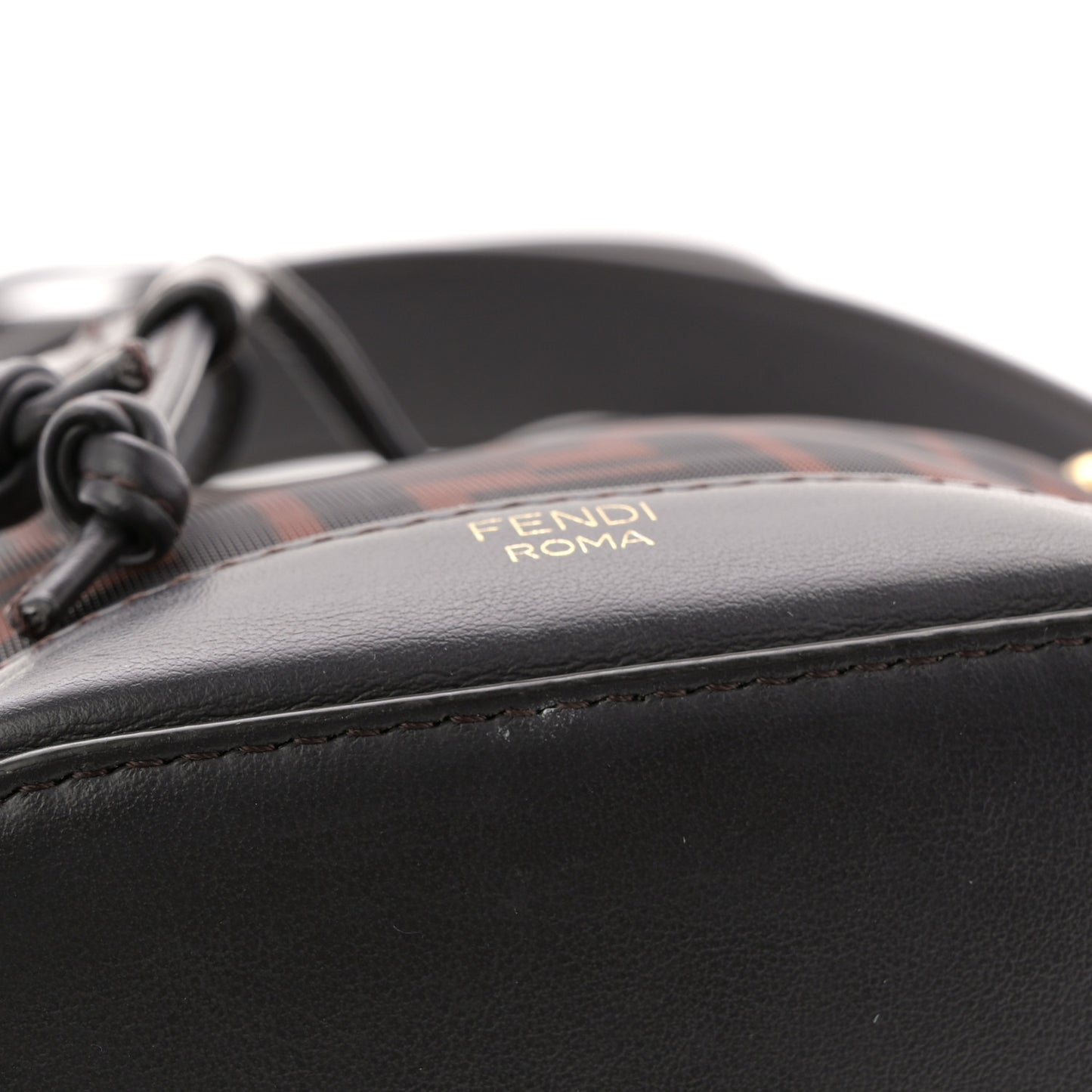 Mesh Vitello Grace F is Fendi FF 1974 Mini Mon Tresor Bucket Bag Marrone Black Ebano