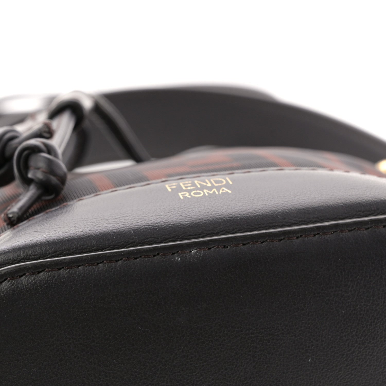 Fendi Mesh Vitello Grace F is Fendi FF 1974 Mini Mon Tresor Bucket Bag Marrone Black Ebano 11 of 12