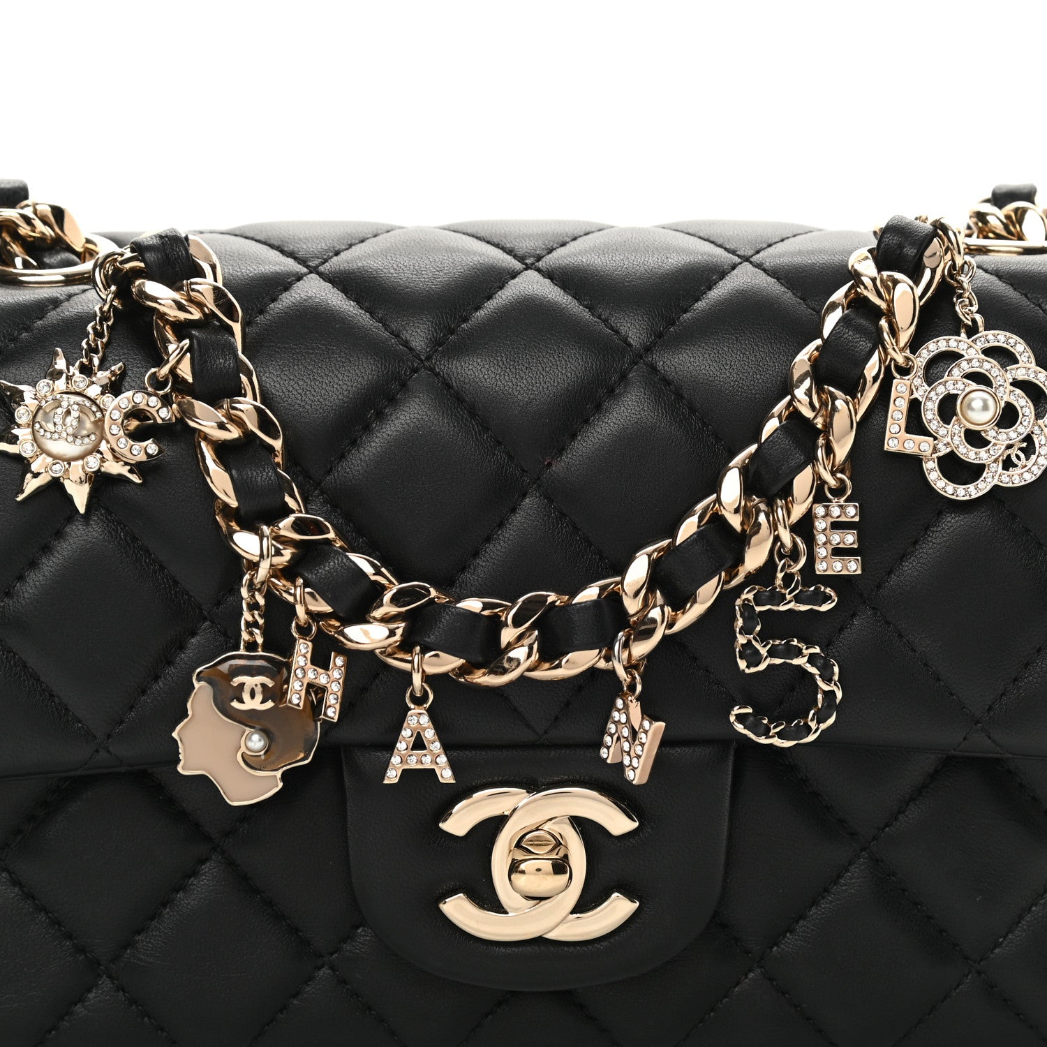 Chanel Lambskin Quilted Mini Coco Charms Rectangular Flap Black 5 of 17