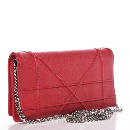 Christian Dior Grained Calfskin Diorama Croisiere Chain Wallet Red 3 of 7