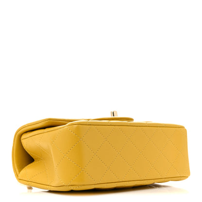 Chanel Lambskin Quilted Mini Top Handle Rectangular Flap Yellow 4 of 12