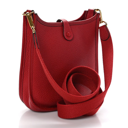 Hermes Taurillon Clemence Evelyne TPM Rouge Casaque 3 of 9