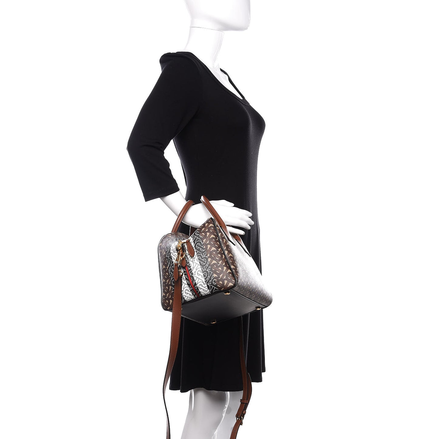 E-canvas Monogram Stripe Small Cube Bowling Bag Bridle Brown