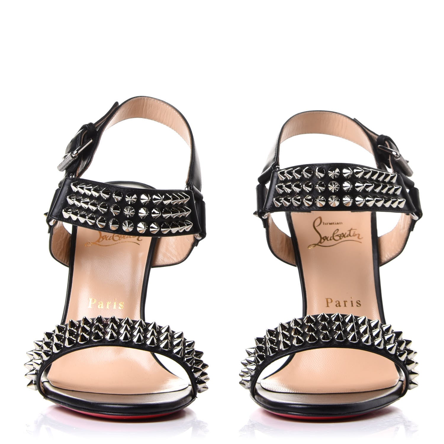 Christian Louboutin Calf Cuoio Bikee Bike 100 Sandals 39 Black Silver 2 of 9