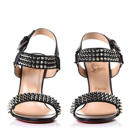 Christian Louboutin Calf Cuoio Bikee Bike 100 Sandals 39 Black Silver 2 of 9