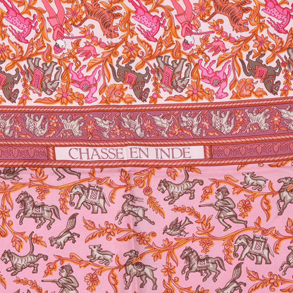Hermes Silk Chasse En Inde Scarf 90 Cuivre Rose Vieux Rose 4 of 6