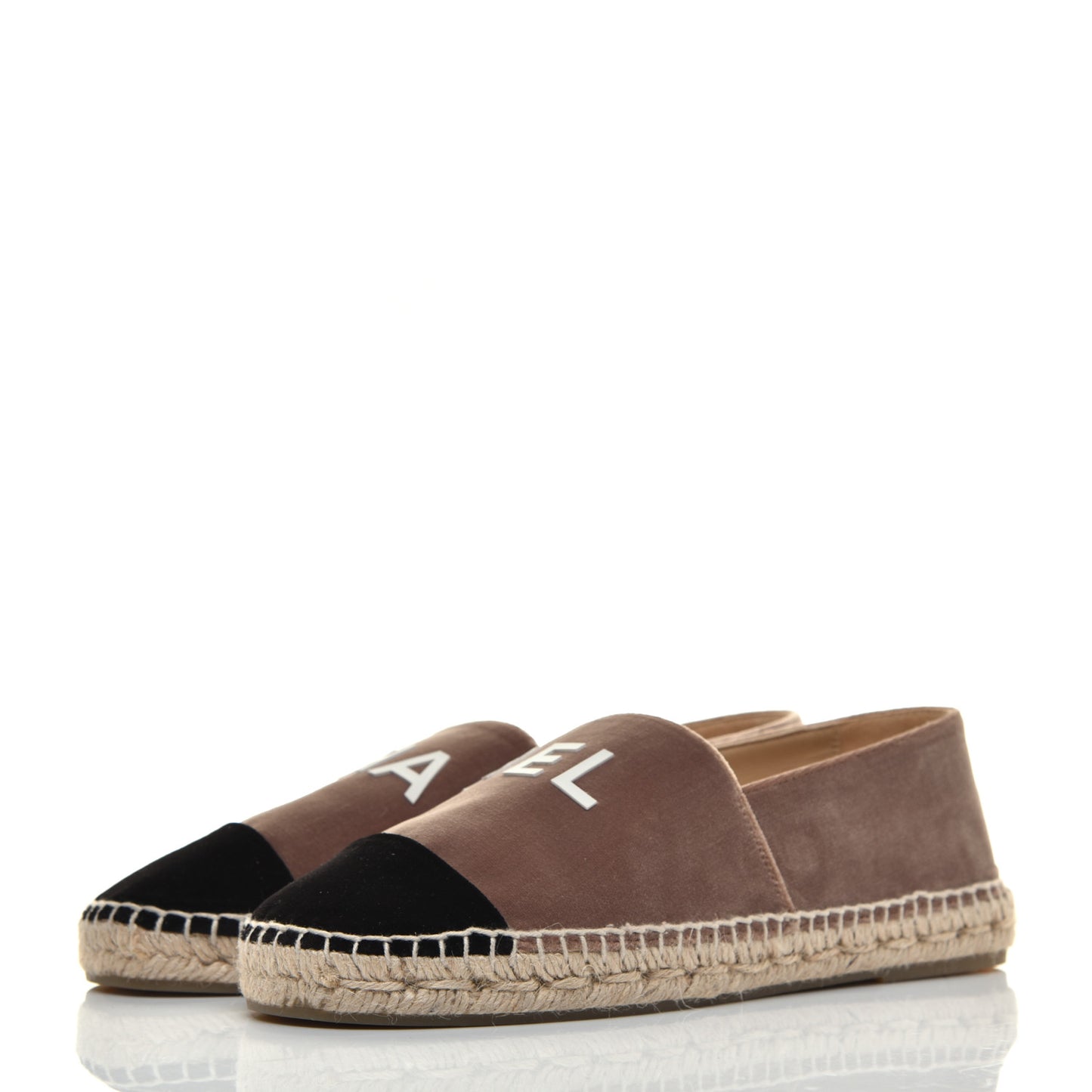 Velvet Logo Espadrilles 38 Beige Black