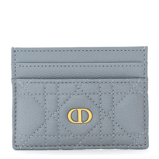 Supple Calfskin Cannage Caro Five-Slot Card Holder Cloud Blue
