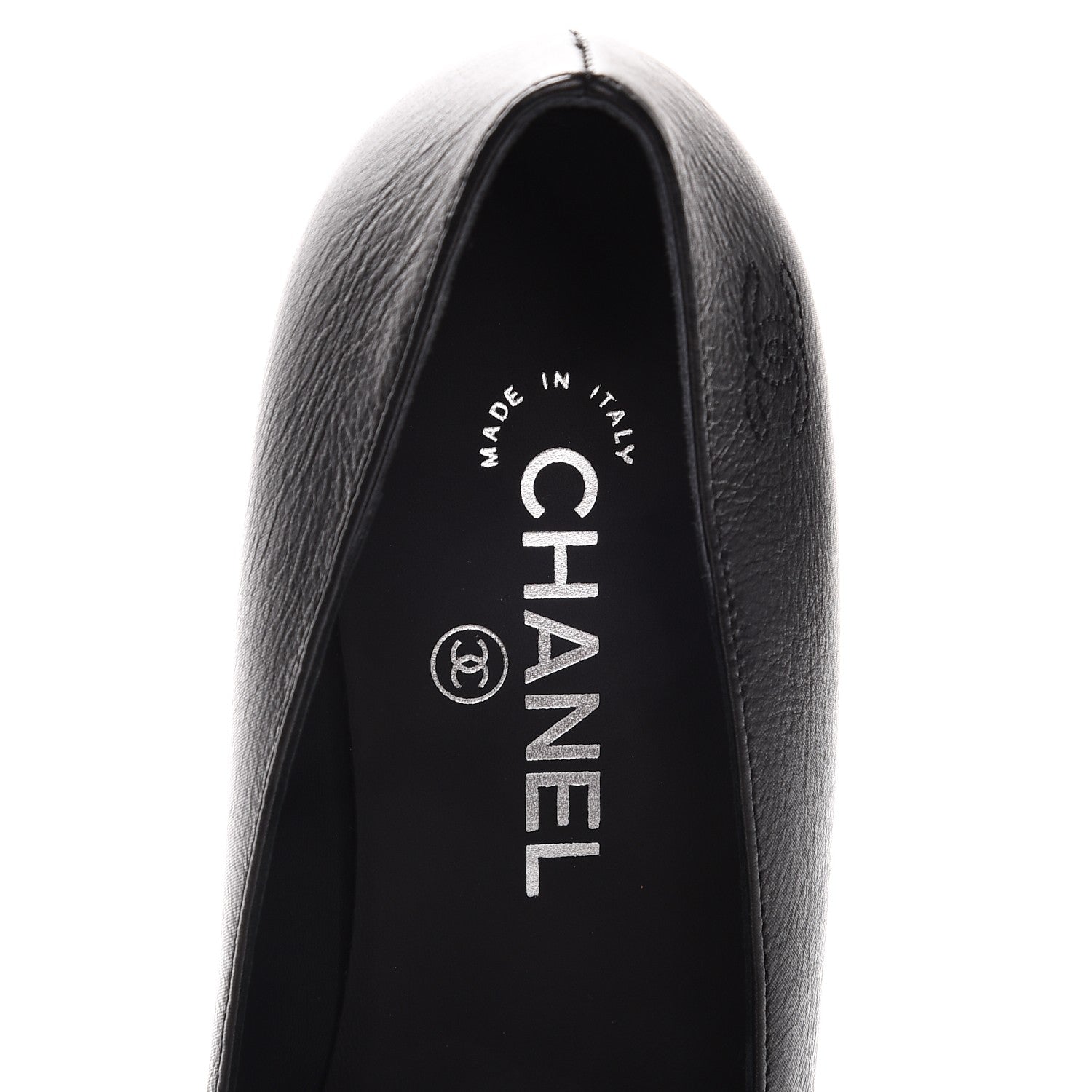 Chanel Buffalo Glitter Bow Ballerina Flats 38.5 Black 7 of 9