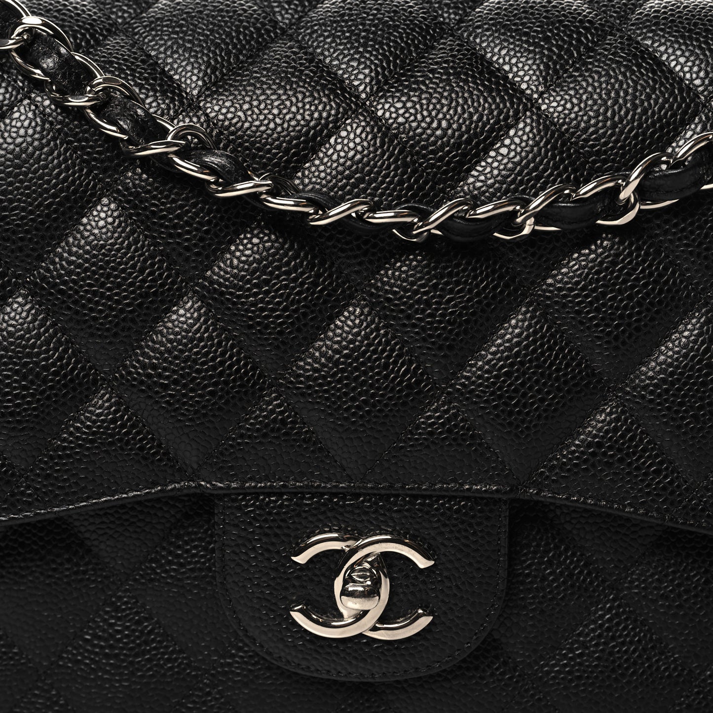 Caviar Quilted Jumbo Double Flap Black