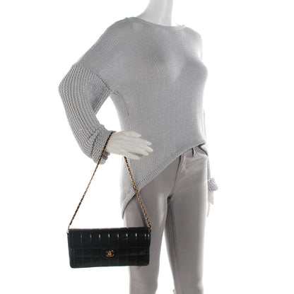 Chanel Lambskin Quilted East West Chocolate Bar Flap Black 2 of 9