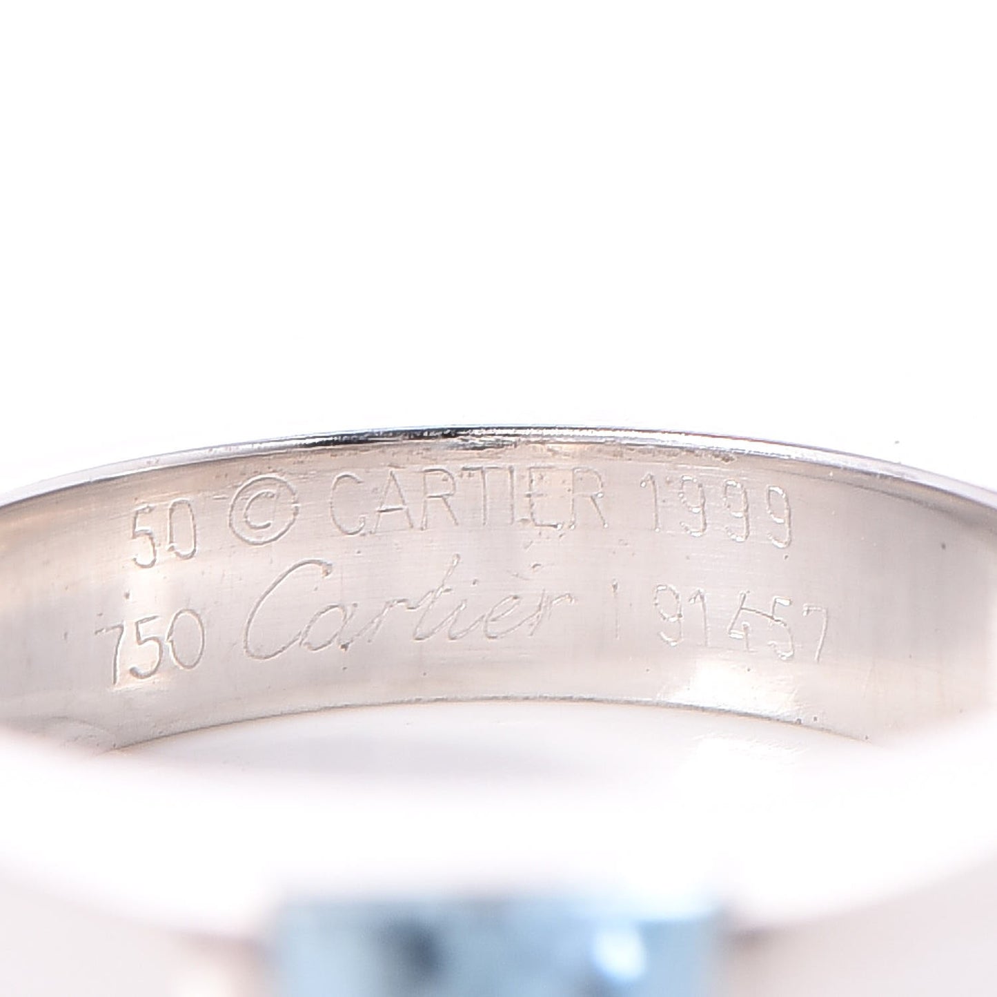 18K White Gold Aquamarine Tank Ring 50 52.5