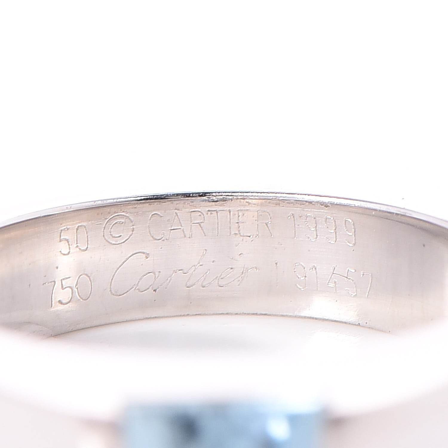 Cartier 18K White Gold Aquamarine Tank Ring 50 52.5 4 of 6