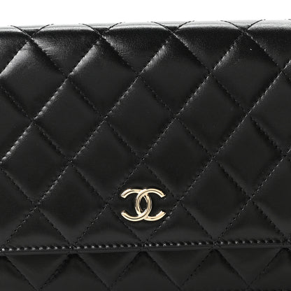 Chanel Calfskin Quilted Maxi Pearl Wallet On Chain WOC Black 9 of 12