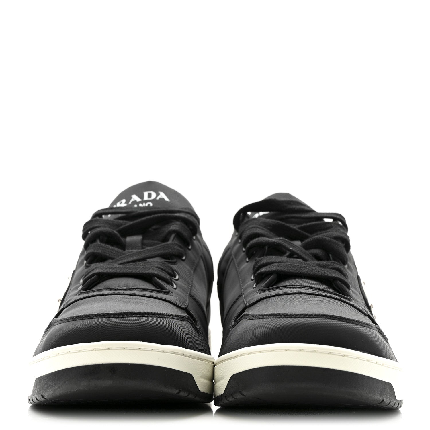 Prada Re-Nylon Gabardine Metal Triangle Logo Mens Downtown Low Top Sneakers 9 Black 3 of 11