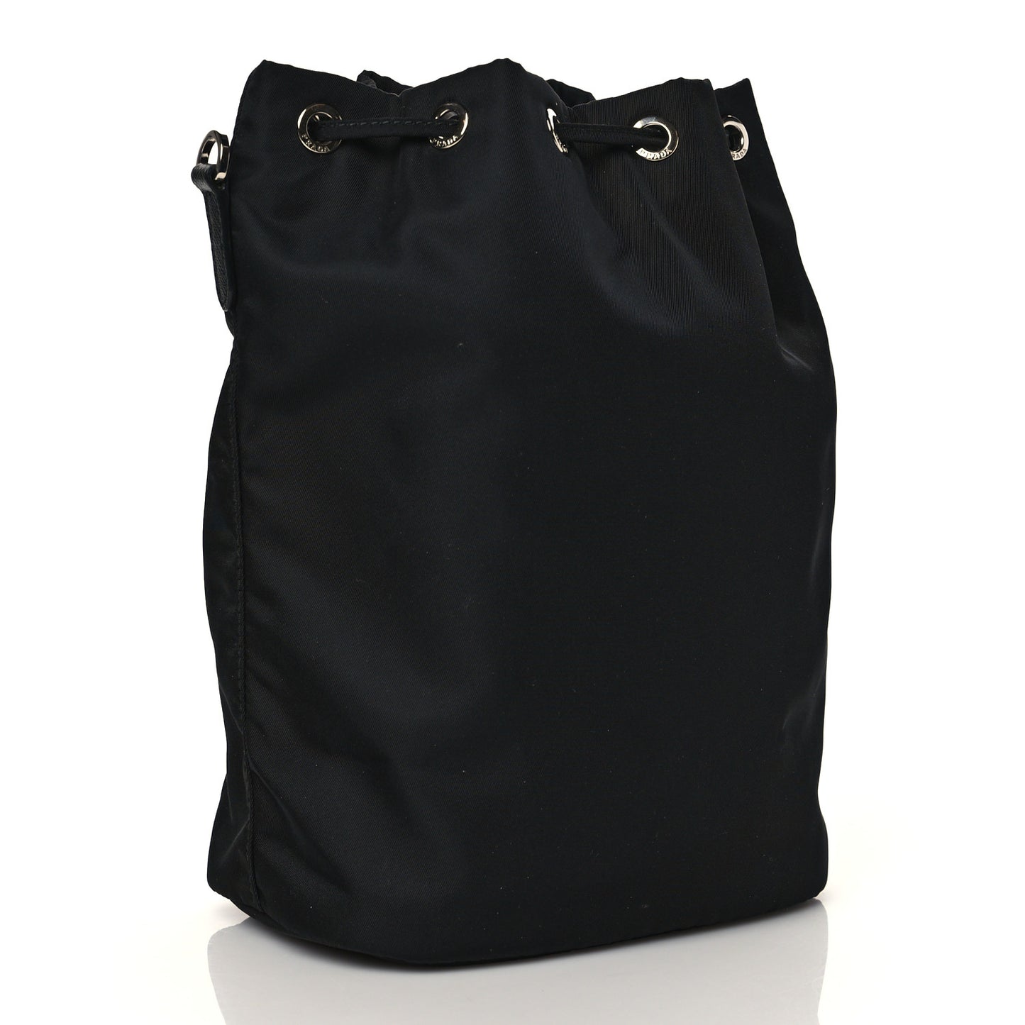 Saffiano Tessuto Nylon Vela Bucket Wristlet Black