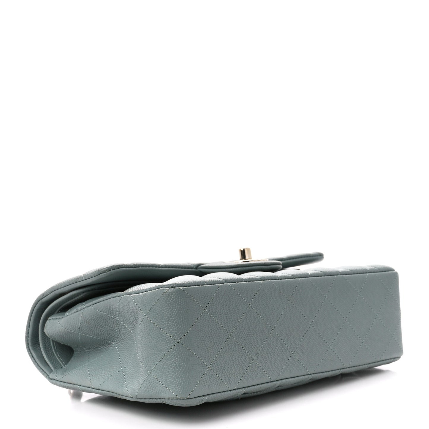 Caviar Quilted Small Double Flap Grey