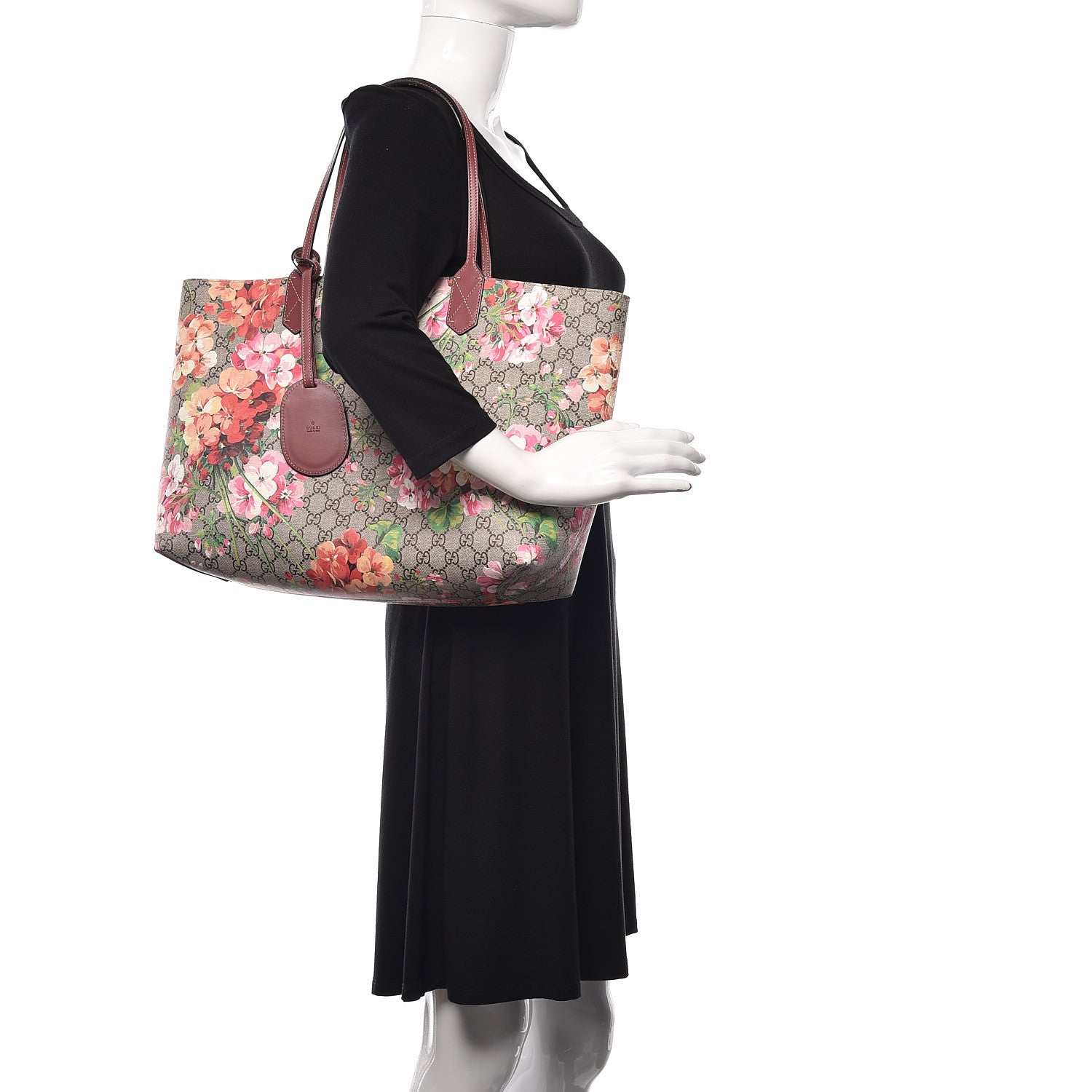 Gucci GG Supreme Monogram Blooms Medium Reversible Tote Beige Multicolor Dry Rose 2 of 22