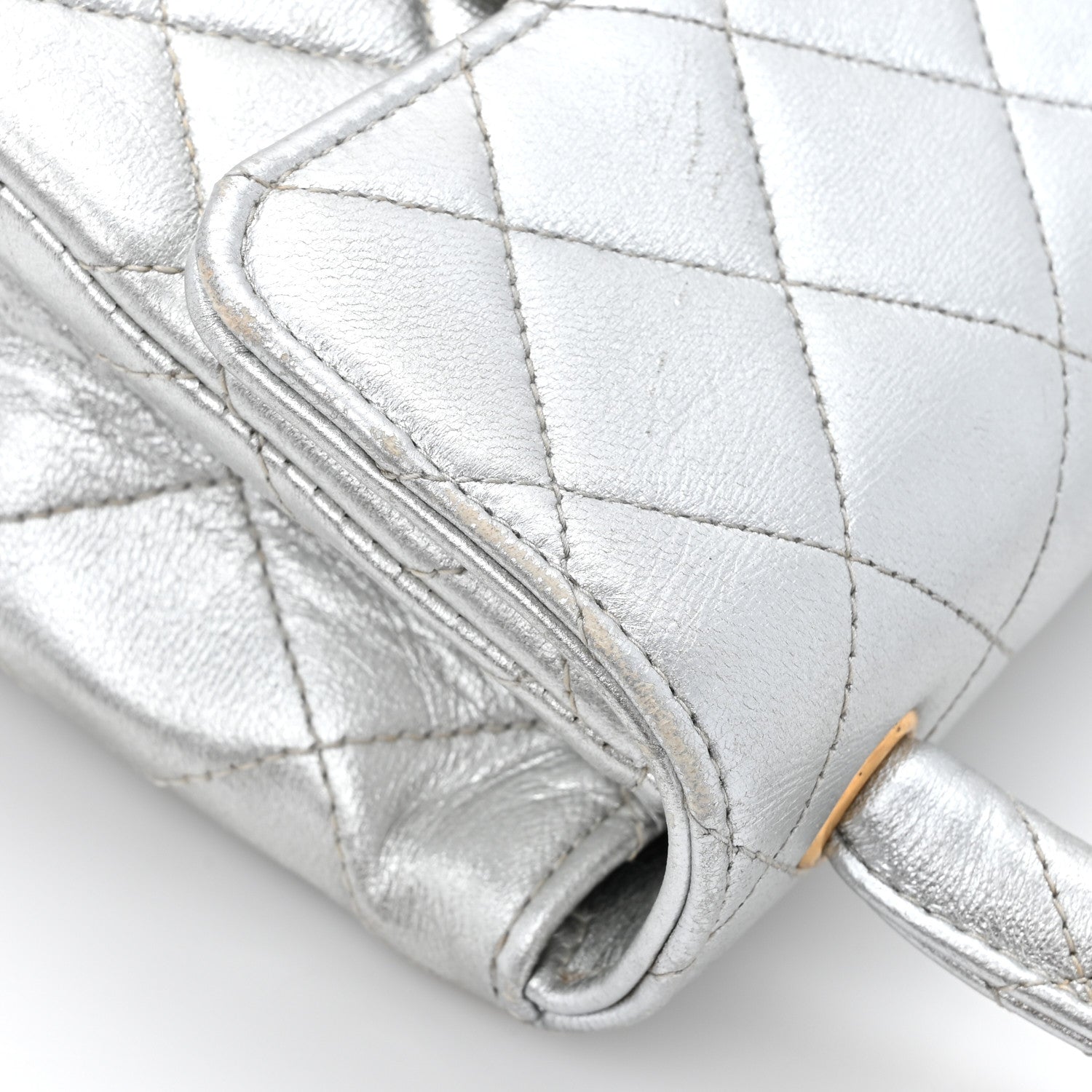 Chanel Metallic Lambskin Quilted Mini Kelly Silver 15 of 17