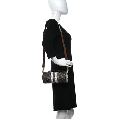 Burberry E-Canvas Monogram Stripe The Barrel Bag Bridle Brown 2 of 9