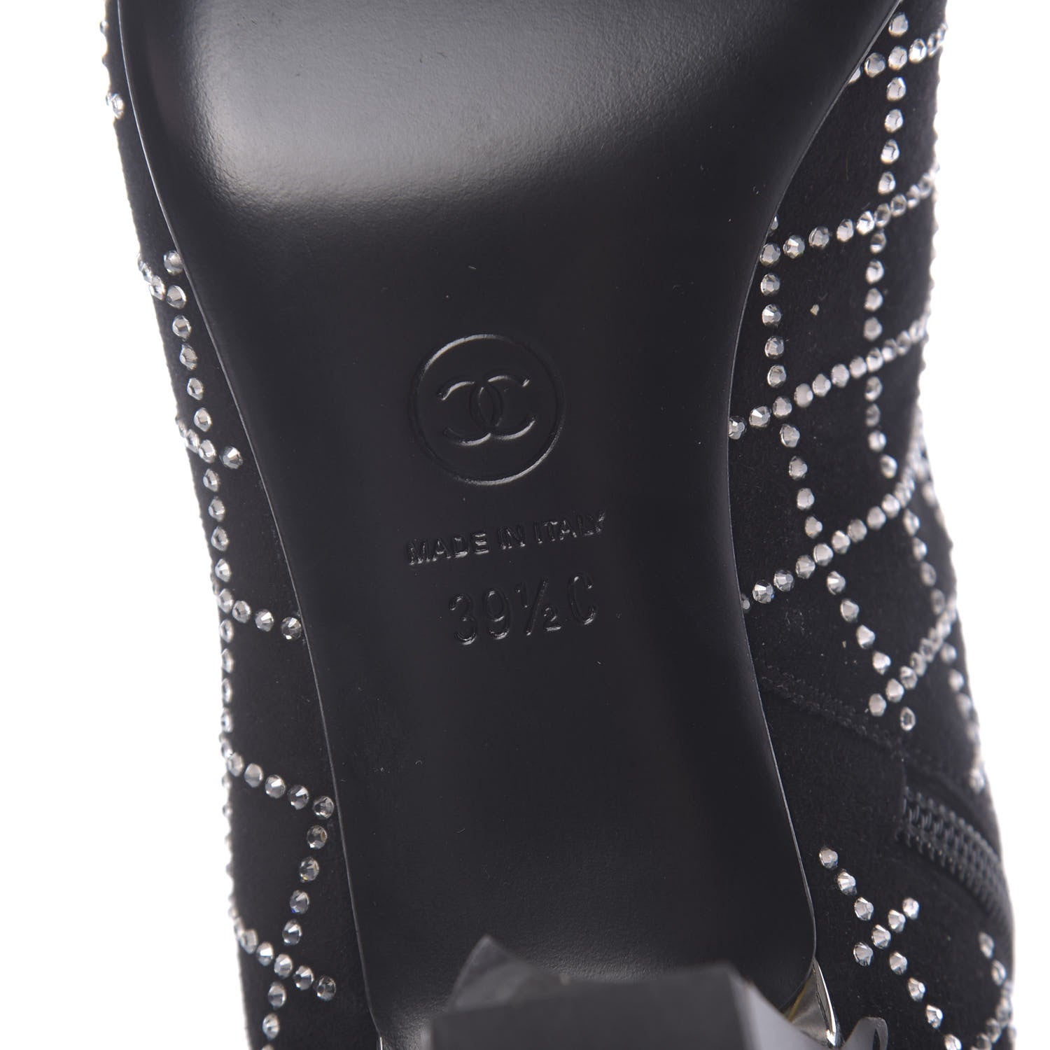 Chanel Kid Suede Strass Short Boots 39.5 Black 8 of 9