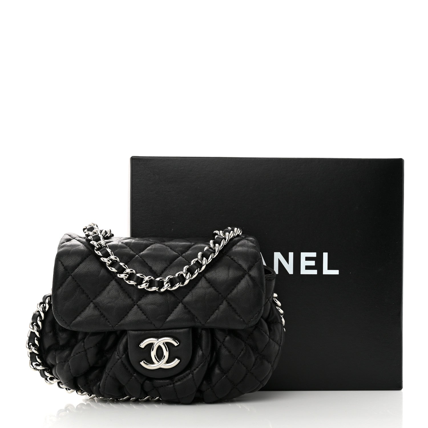 Chanel Washed Lambskin Quilted Mini Chain Around Flap Black 19 of 19