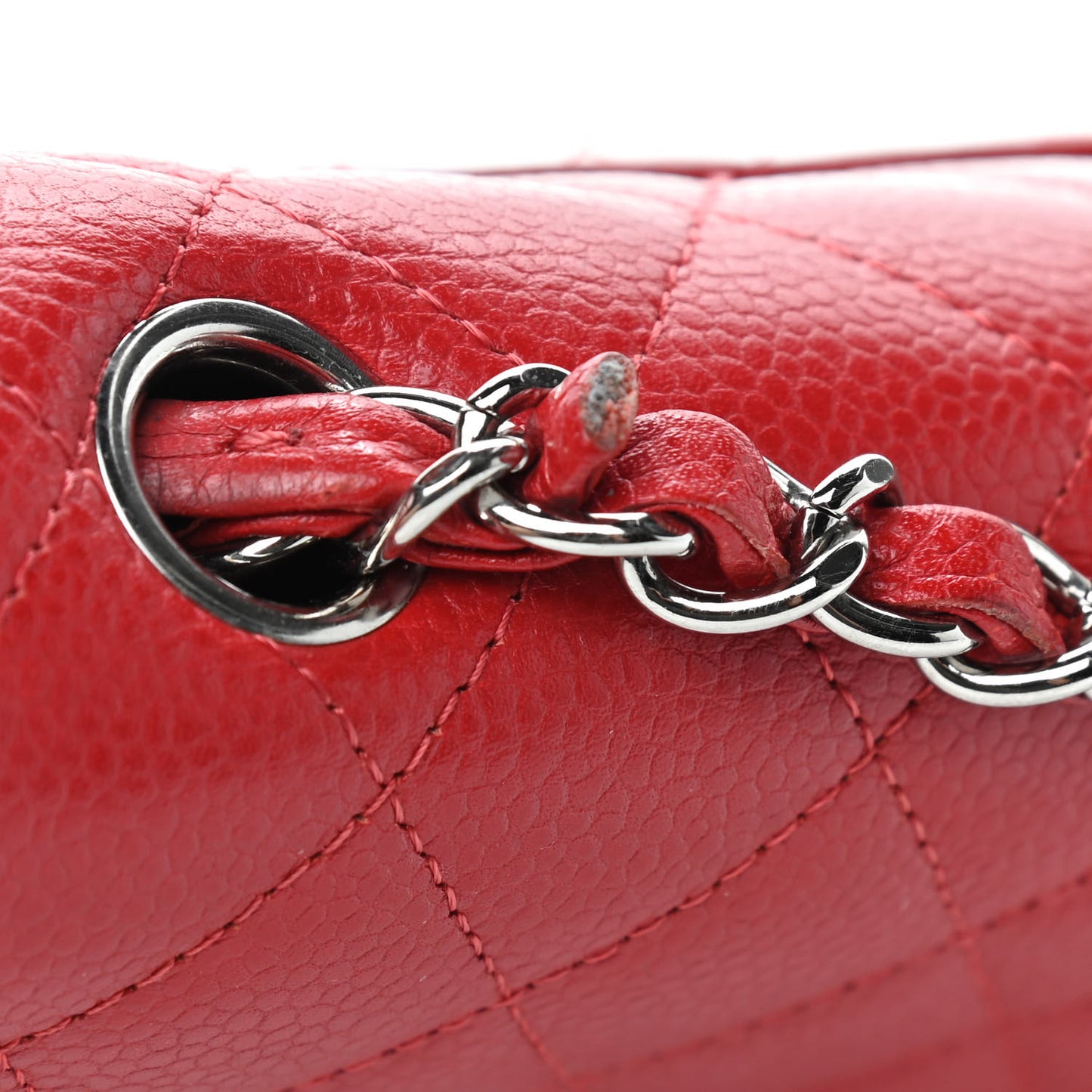 Caviar Quilted Mini Rectangular Flap Red
