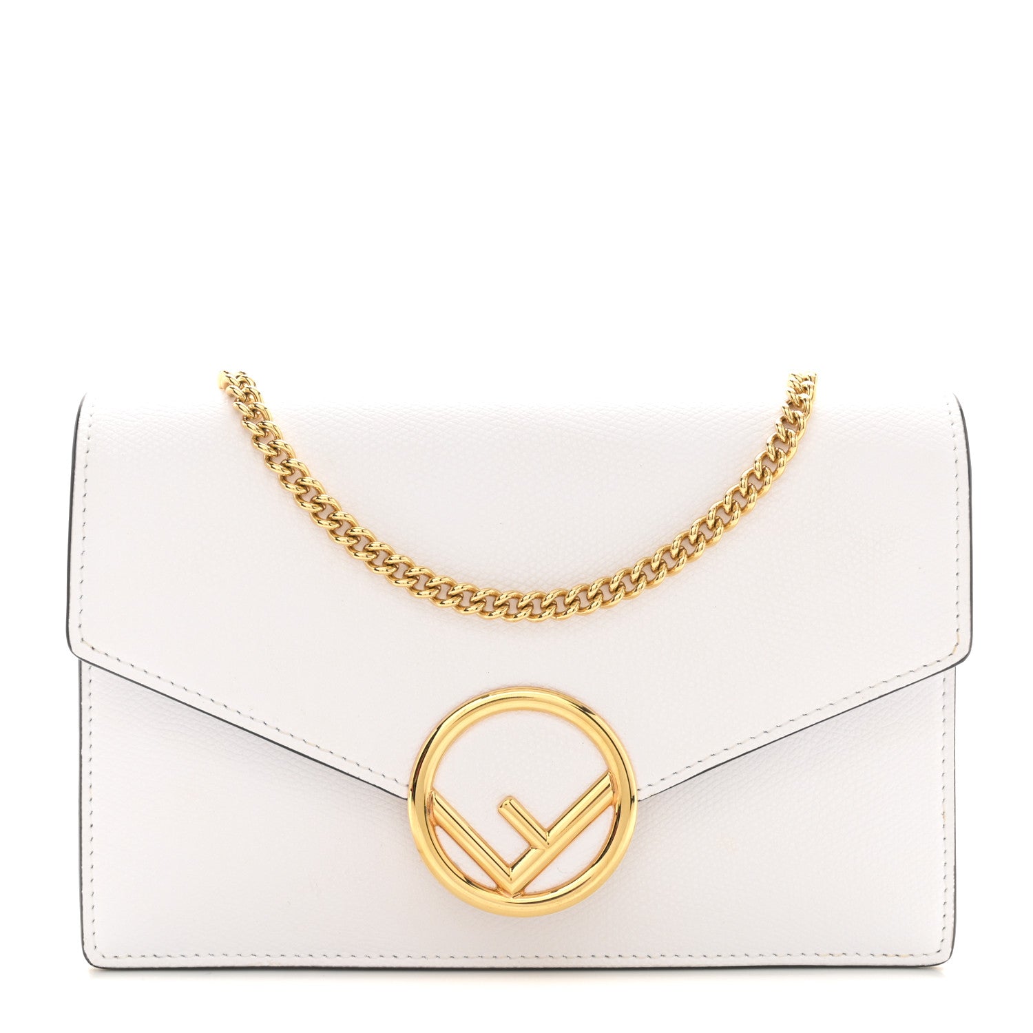 Fendi Vitello Cruise F is Fendi Medium Envelope Wallet on Chain Optical White 1 of 17