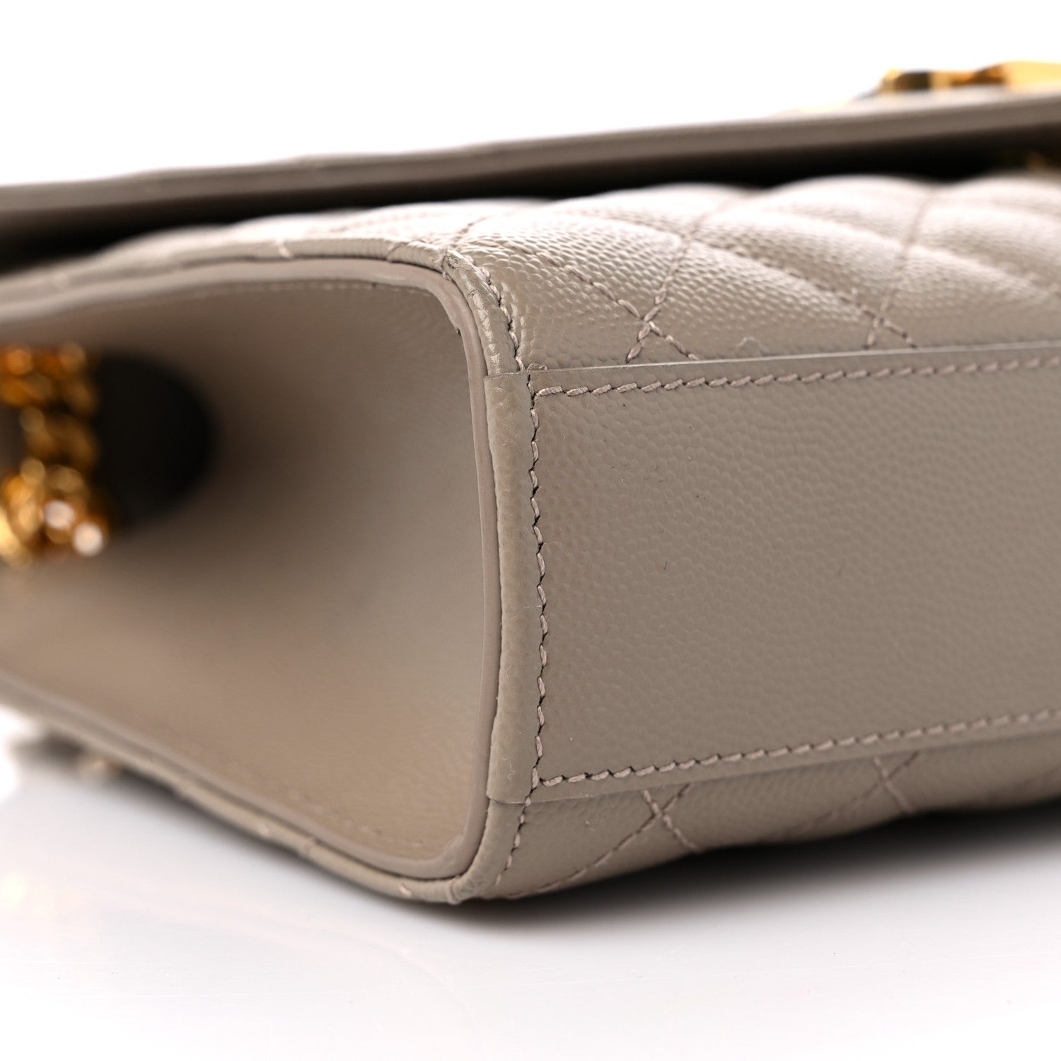 Saint Laurent Grain De Poudre Textured Mixed Matelasse Medium Triquilt Monogram Satchel Dark Beige 9 of 15