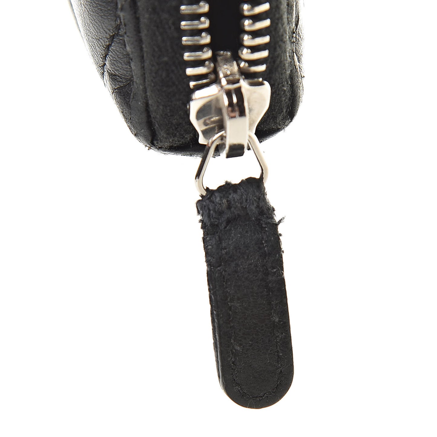 Lambskin Quilted Large Gusset Zip Around Wallet Black