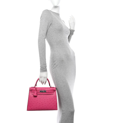 Hermes Ostrich Kelly Sellier 28 Rose Tyrien 2 of 13