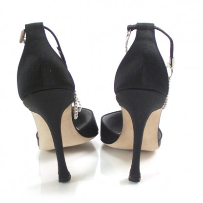 FASHIONPHILE MANOLOBLAHNIKSatinCrystalAnklePumps39.5Black 3 of 8