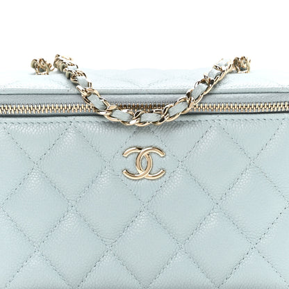Chanel Caviar Quilted Small Tiny CC Vanity Case With Chain Light Blue Light Blue 9 of 12