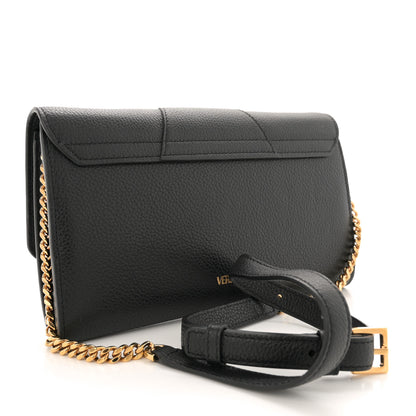 Versace Grained Calfskin Virtus Wallet On Chain Black 3 of 13