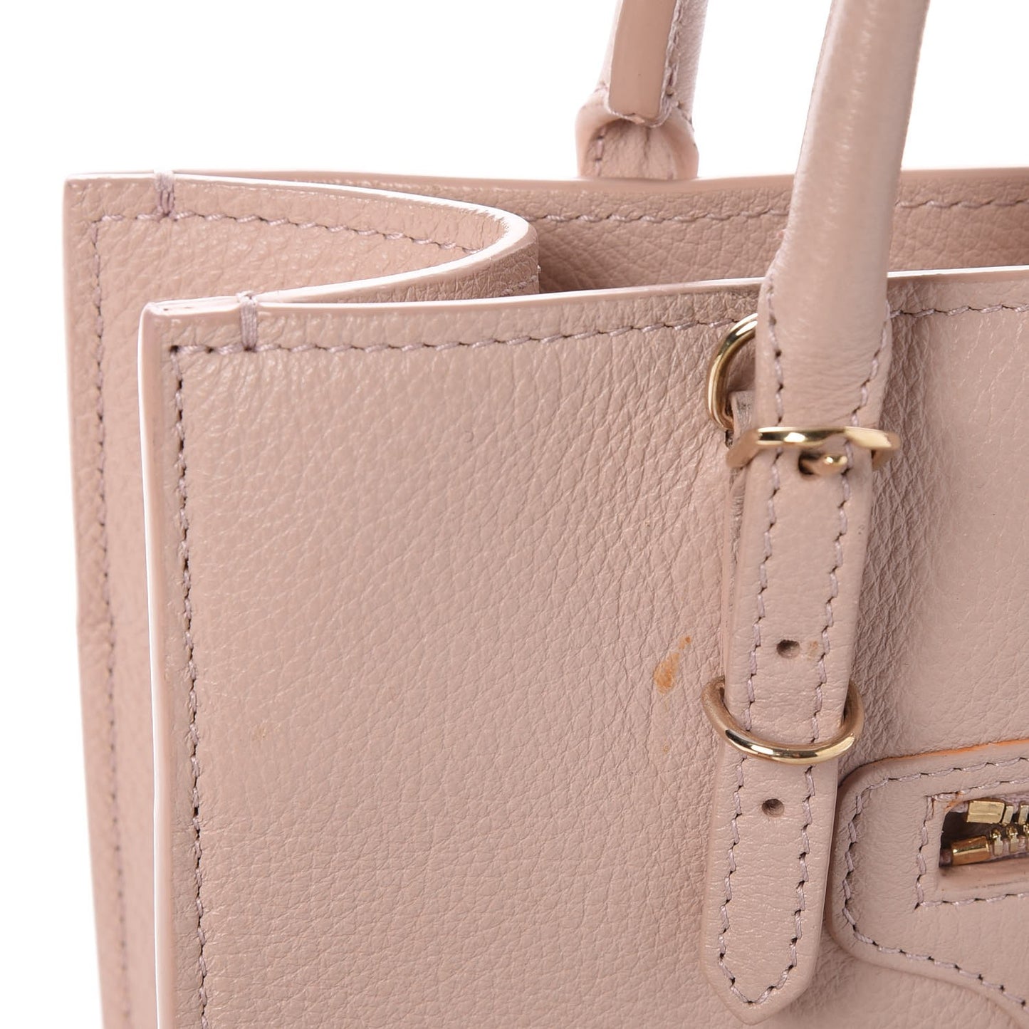 Grained Calfskin Gold Metallic Edge Hardware Papier Mini A4 Tote