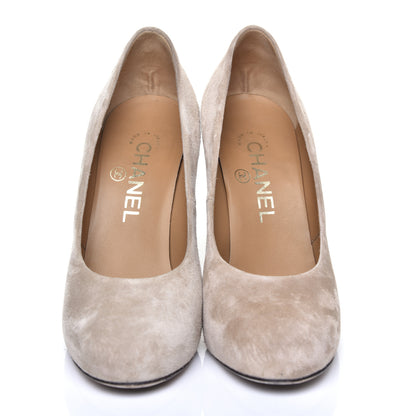 Chanel Suede Calfskin CC Pumps 36 Dark Beige 3 of 11