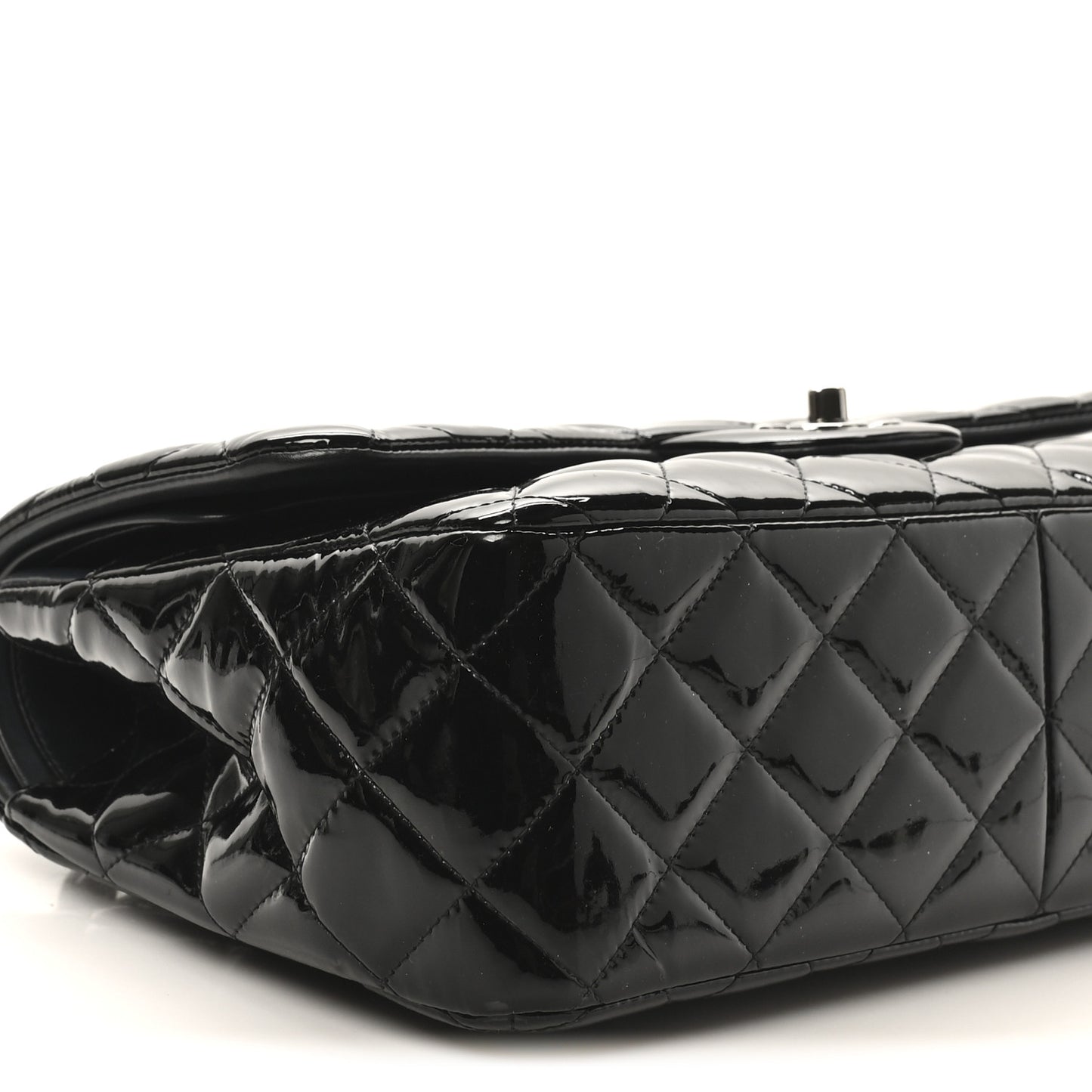 Patent Quilted Jumbo Double Flap Black