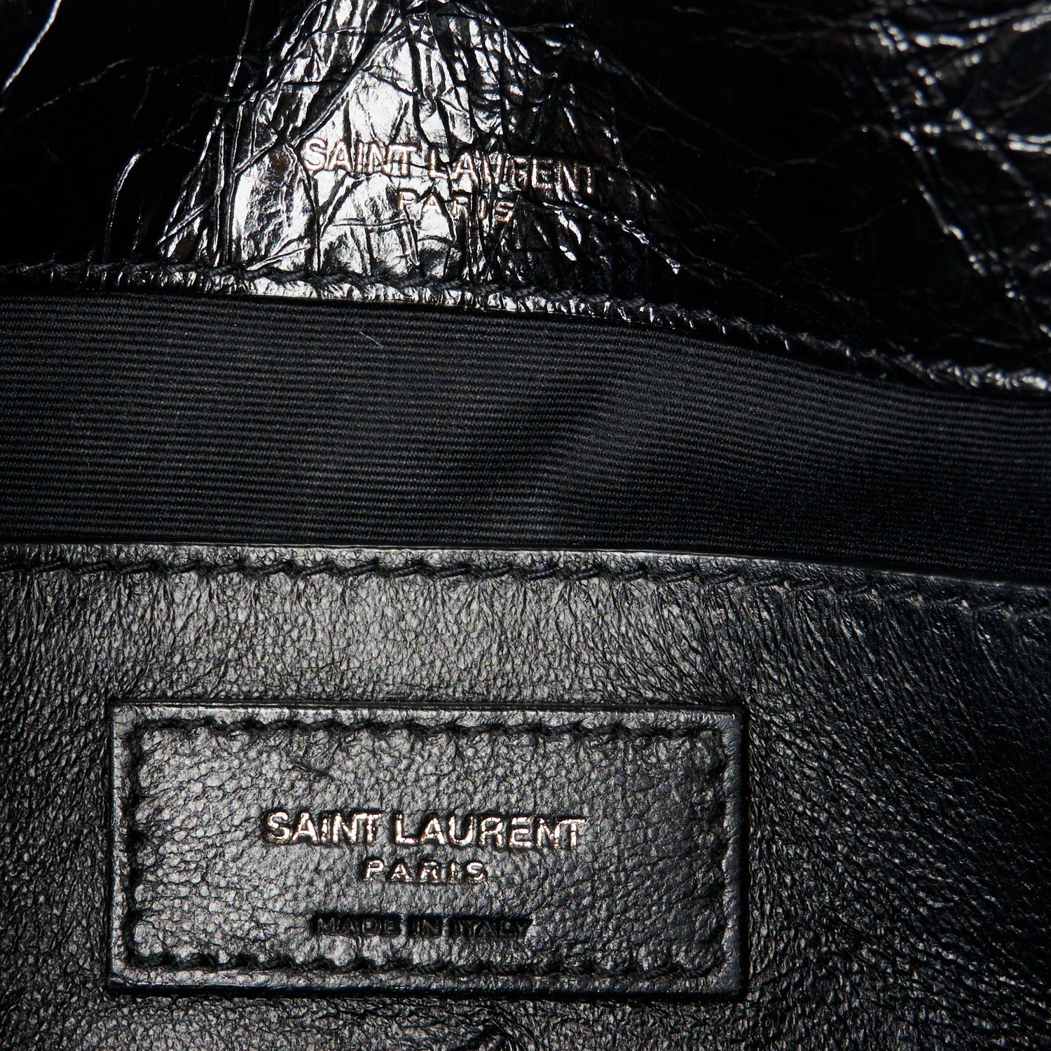 Saint Laurent Crinkled Calfskin Matelasse Monogram Baby Niki Chain Satchel Black 6 of 10