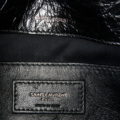 Saint Laurent Crinkled Calfskin Matelasse Monogram Baby Niki Chain Satchel Black 6 of 10