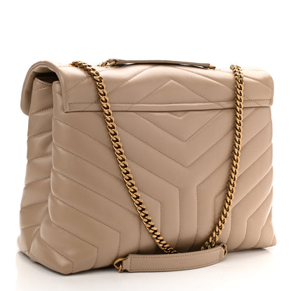 Saint Laurent Calfskin Y Quilted Monogram Medium Loulou Chain Satchel Dark Latte 3 of 9