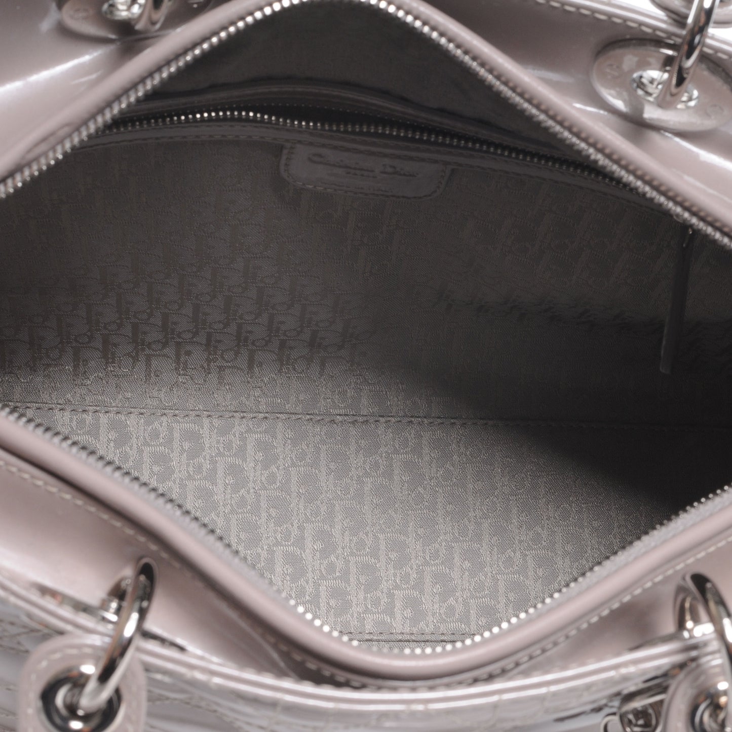 Patent Cannage Large Lady Dior Grey