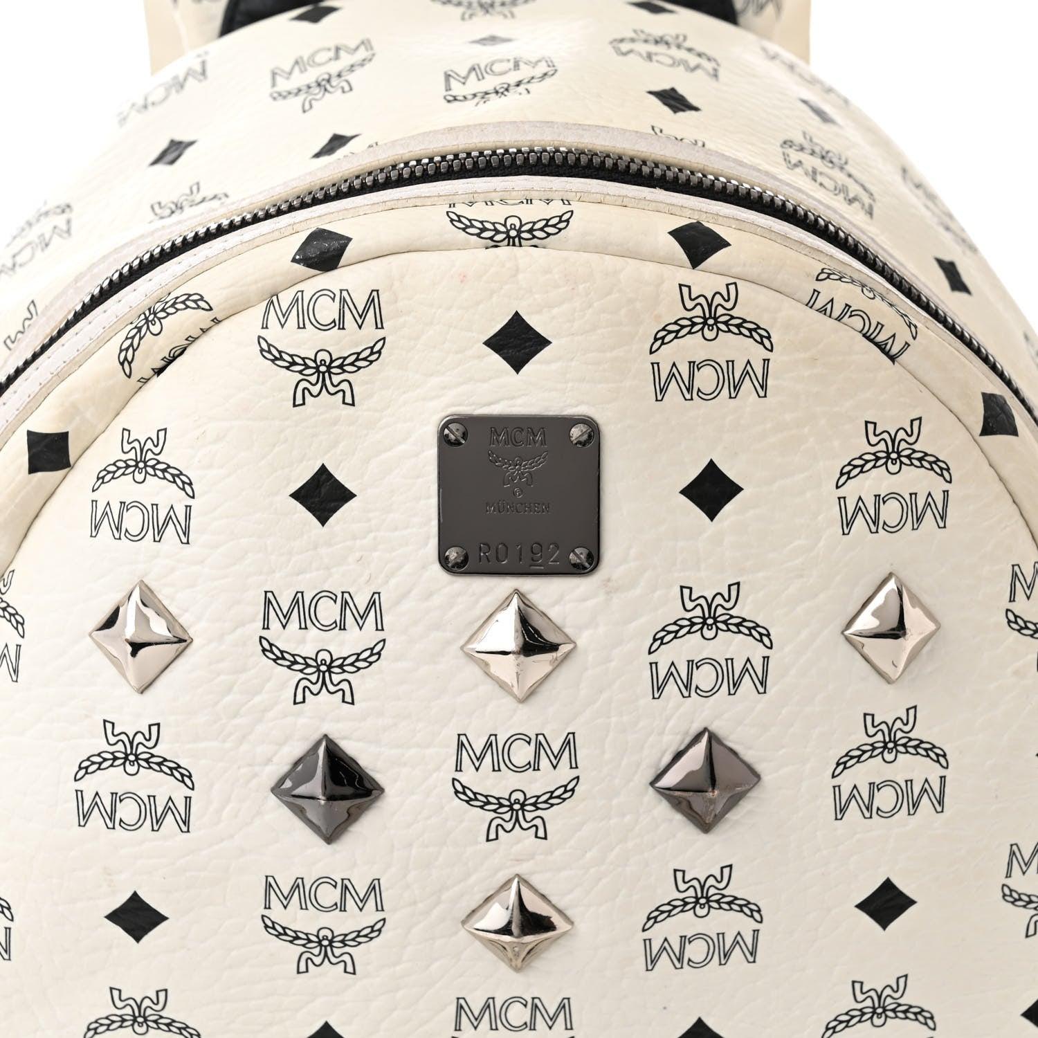 MCM Visetos Medium Sprinkle Stud Stark Backpack White 8 of 13