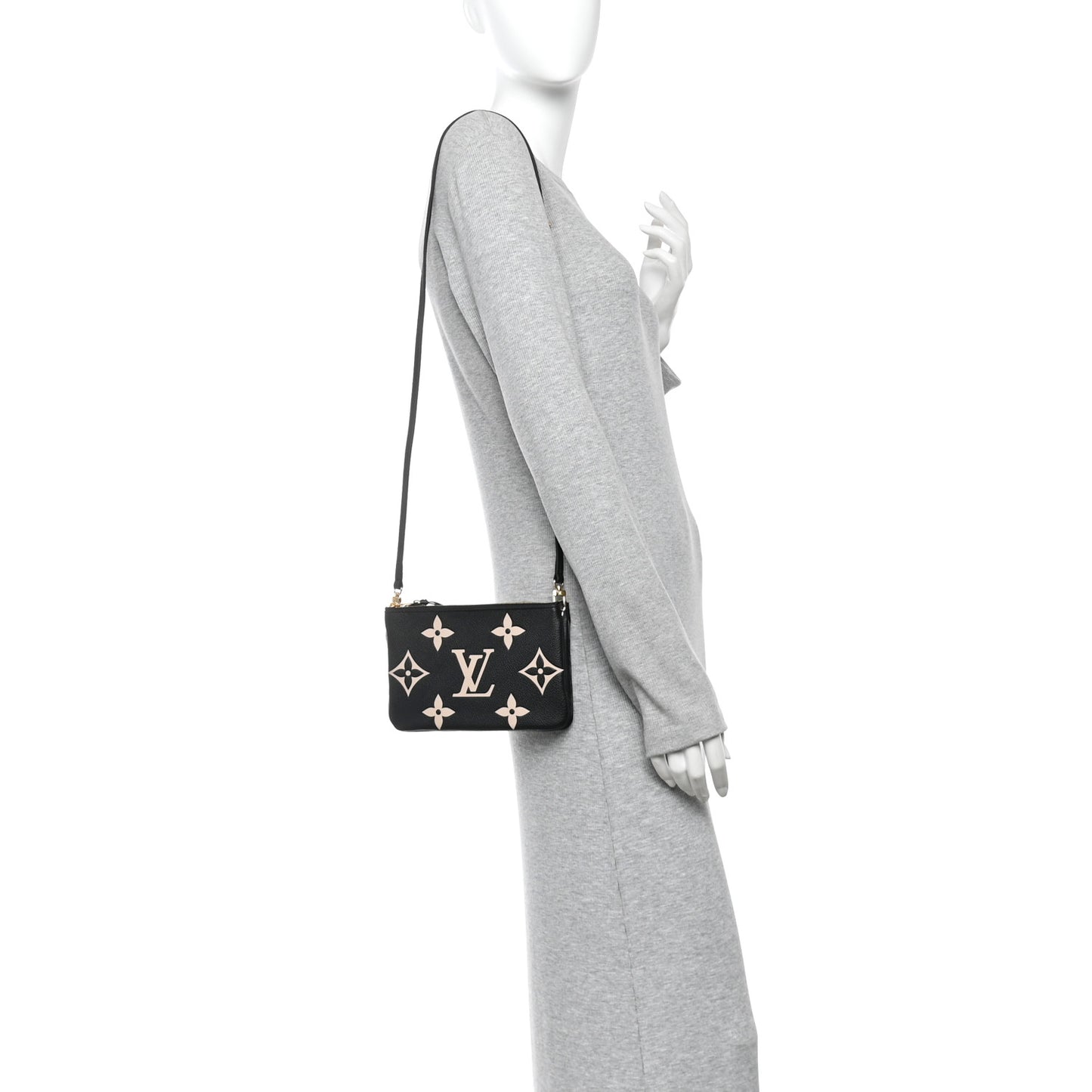 Empreinte Monogram Giant Double Zip Pochette Black Cream