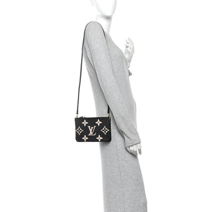 Louis Vuitton Empreinte Monogram Giant Double Zip Pochette Black Cream 2 of 10