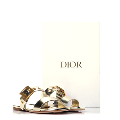 Christian Dior Laminated Calfskin D-Dior Slide Flat Sandals 37 Pale Gold 7 of 7