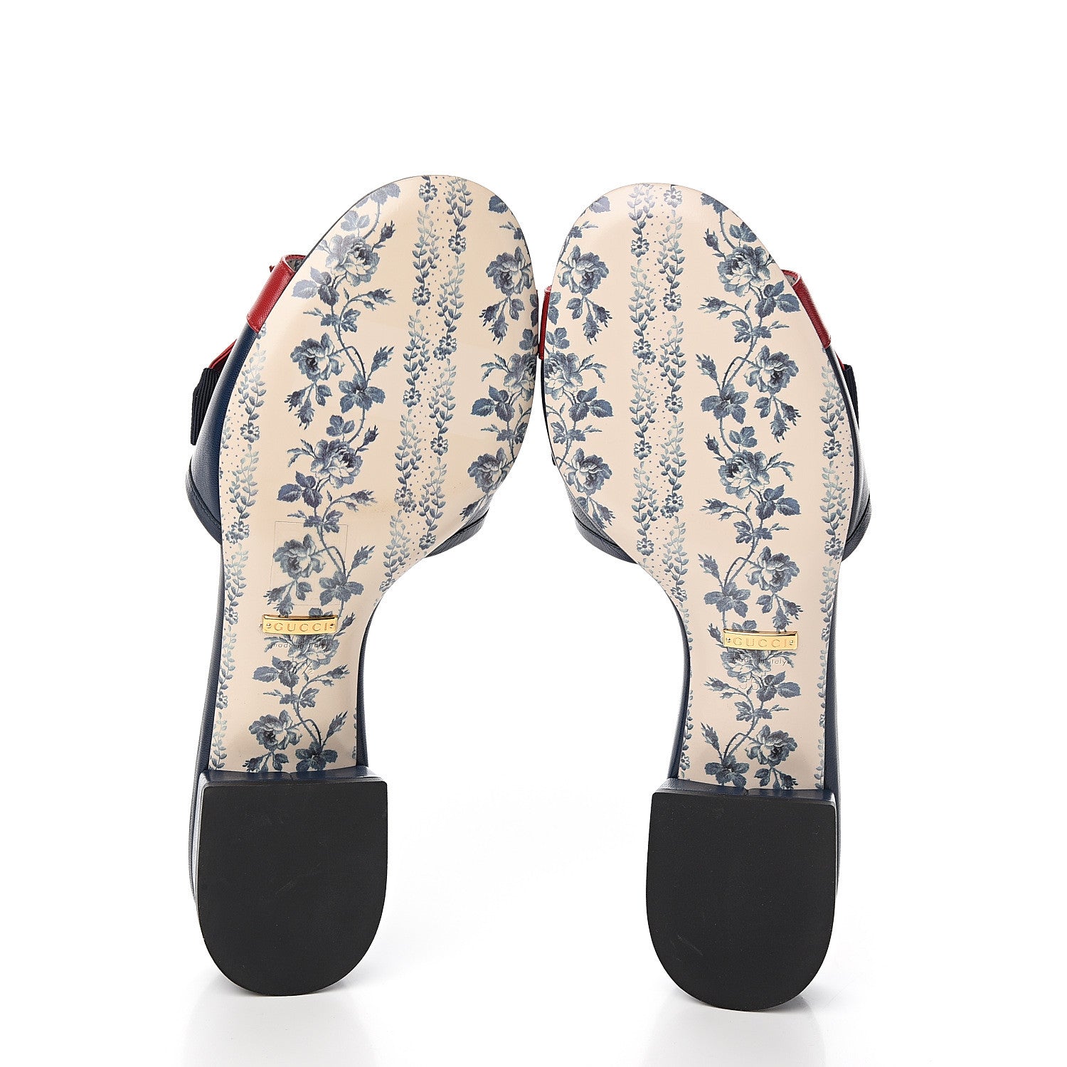 Gucci Malaga Kid Sackville Web Bow Slide Sandals 36.5 Navy 5 of 10