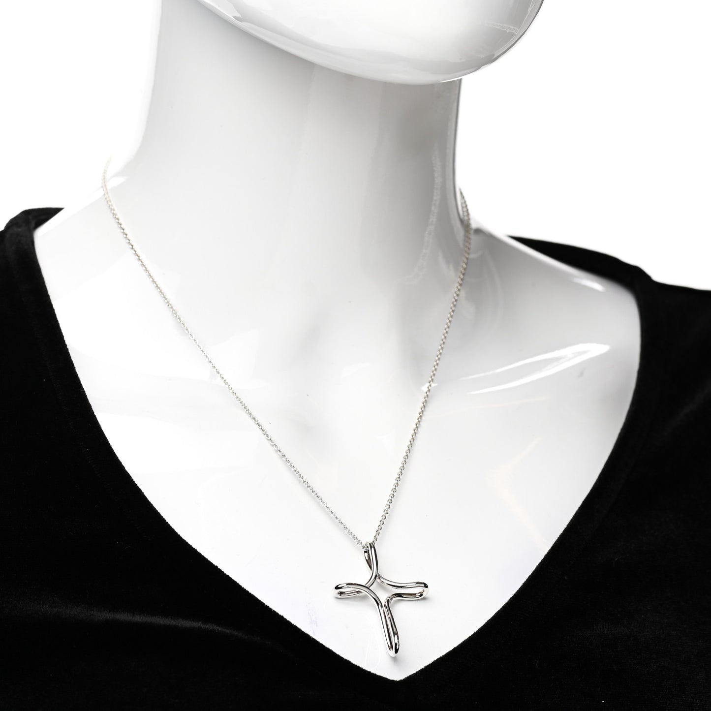 Sterling Silver Elsa Peretti Infinity Cross Pendant Necklace
